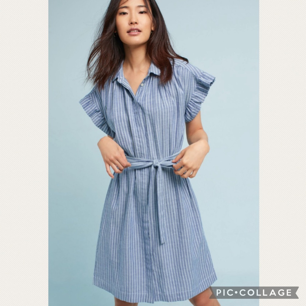 Anthropologie Isabella Sinclair Piper Flutter-Sleeve Shirtdress - Picture 2 of 9